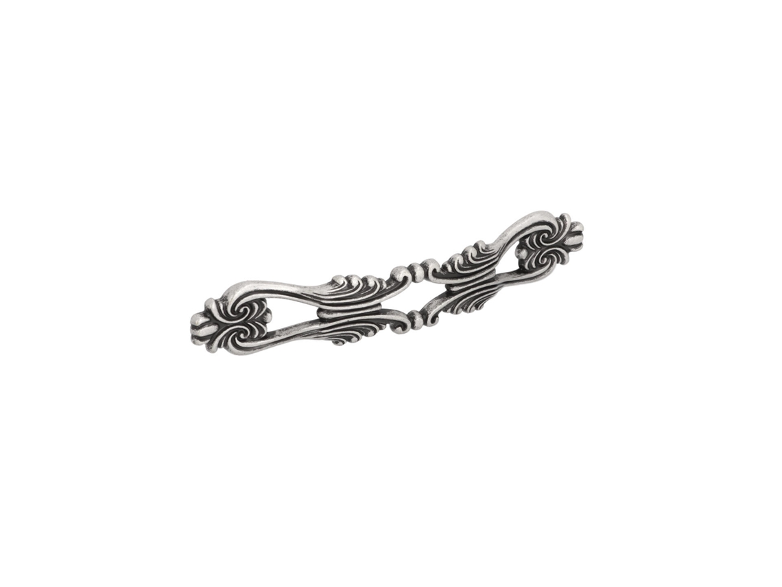 Puxador para Móveis Zamac Distância Central 128mm Prata Antiga Brilhante Conjunto de 25 HARDWAREXCHANGE