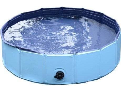 Piscina para Cães e Gatos PAWHUT Dobrável (Azul - 80x20cm - PVC)