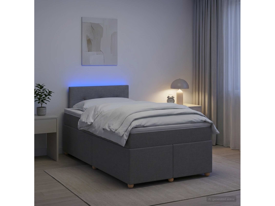 Vidaxl Cama Box Spring Com Colchão Cinzento-claro 120 X 200 Cm Tecido
