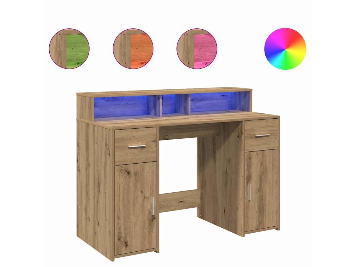 Secretária com luzes LED derivadas de Madeira Carvalho Artesanal MAISON EXCLUSIVE