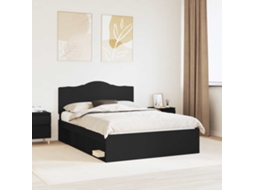 Vidaxl Estrutura Da Cama Preto 160 X 200 Cm Madeira De Pinheiro Sólida