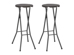 Vidaxl Bancos De Bar Dobráveis 2 Pcs Pead E Aço Aspeto Vime Castanho