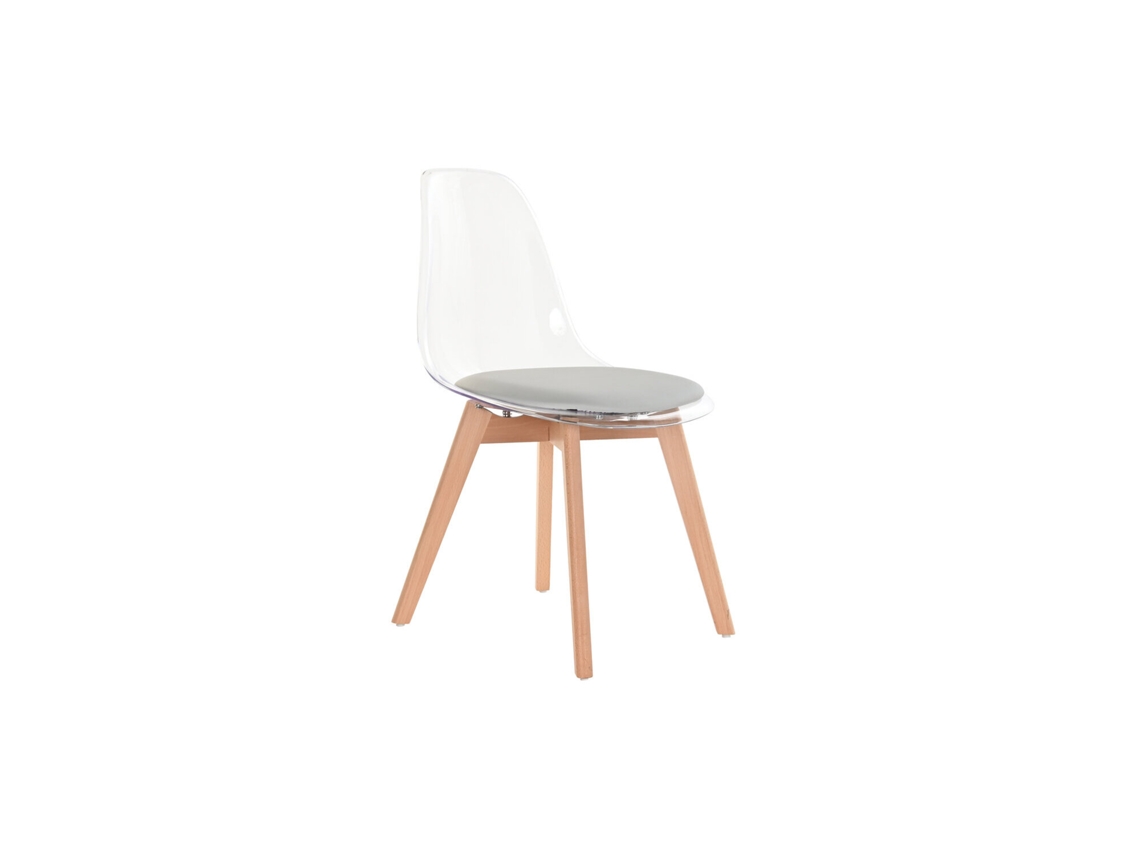 Cadeira em policarbonato com estofamento em madeira, cinza, 54x47x81cm ALEXANDRA HOUSE LIVING
