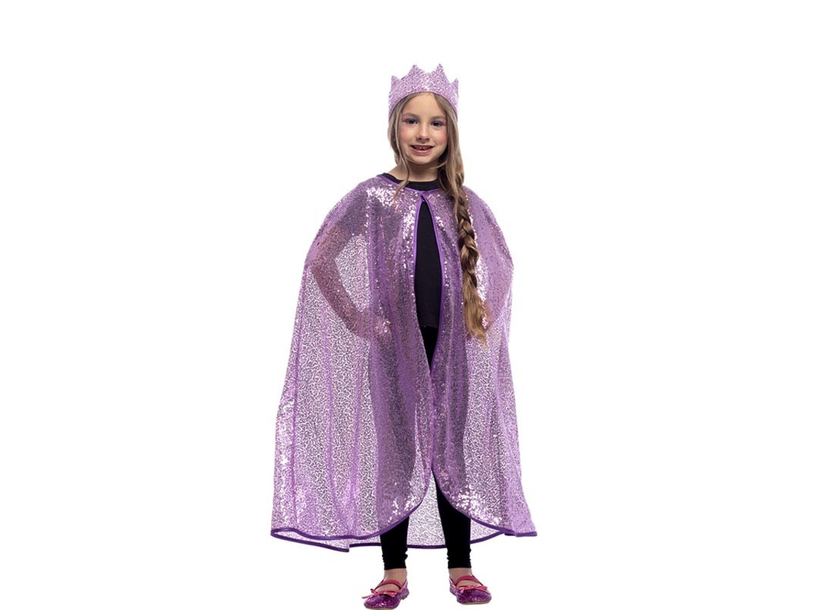 Kit Princesa Infantil Glitter Lilás Capa e Coroa