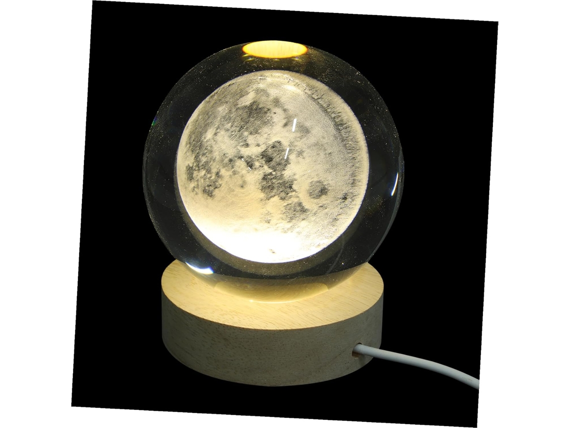 Luminária Noturna Em Formato De Lua Com Bola Cristal Toddmomy E Led