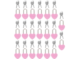 Conjunto Com 20 Mini Cadeados Em Formato De Coração Rosa, Chave, Caixa E Caderno |