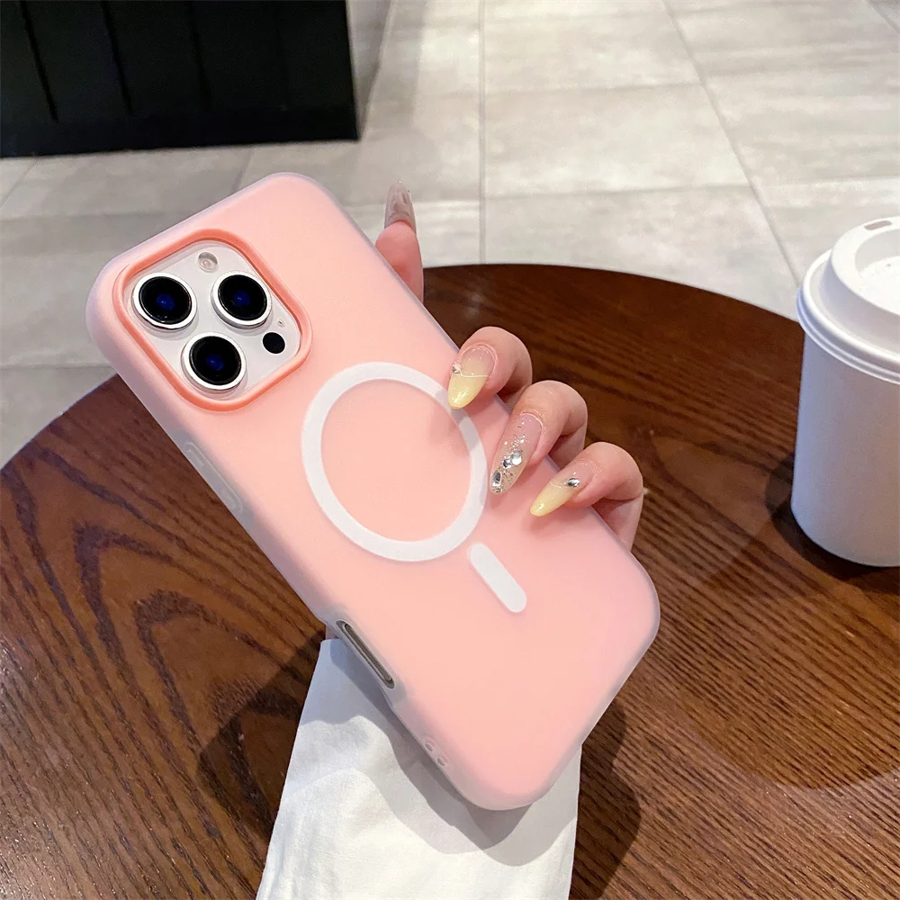 Capa Fosca Para Iphone (iphone 13, Rosa) Com Carregamento Sem Fio Magsafe E Proteção Magnética.