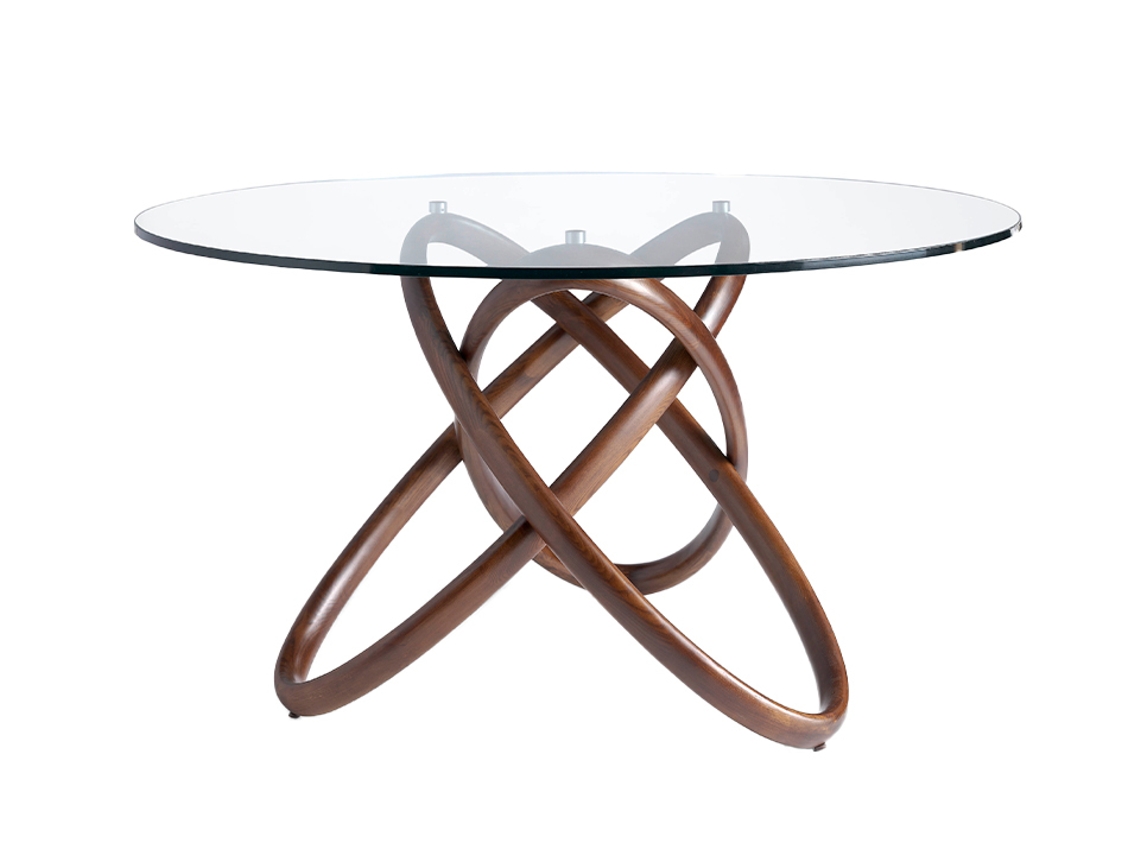 Mesa de Refeição ANGEL CERDÁ. 1020 (Castanho - Madeira, Vidro - Ø140 x 75 cm)