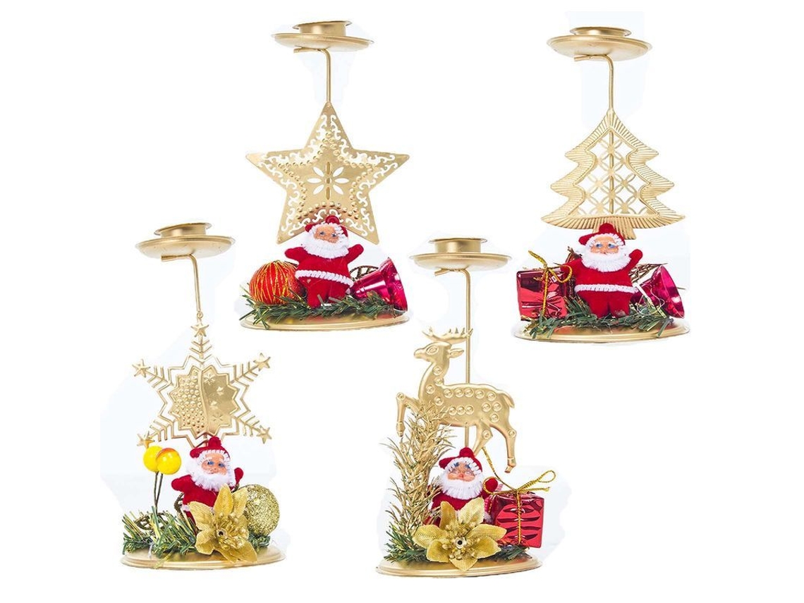 Suportes de Velas de Natal Artesanais 4 Peças NOVA LINE