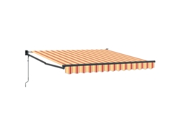 Toldo Retrátil Automático Bege E Listrado Em Vermelho Vidaxl Bege Poliéster