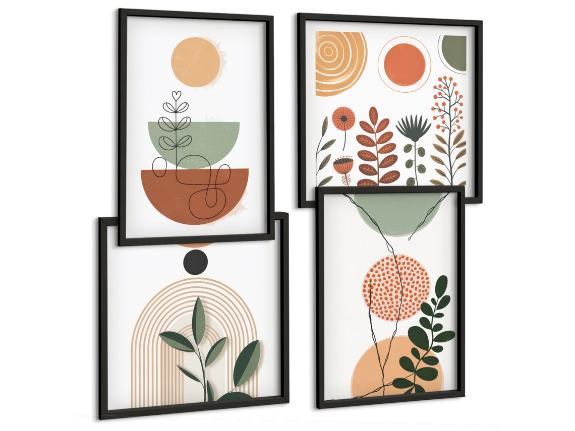 Um Conjunto De Imagens Decorativas Em Uma Moldura Ruas Litorâneas Charmosas Moldura Preta Pinturas De Quarto Espelharte (conjunto De 4 Imagens)