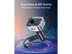 Transmissor Fm Bluetooth 5.3 Preto, Adaptador Para Automóvel, 66 W, Pd E Qc 3.0, Carregamento Rápido Com Cabo Usb-c, Adaptador De Rádio Sem Fios Com C