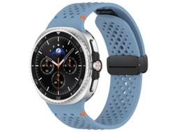 Bracelete Para Samsung Galaxy Watch 8 / 8 Classic - Silicone Respirável Com Padrão Colmeia E Fivela Magnética Preta - Azul Oficial
