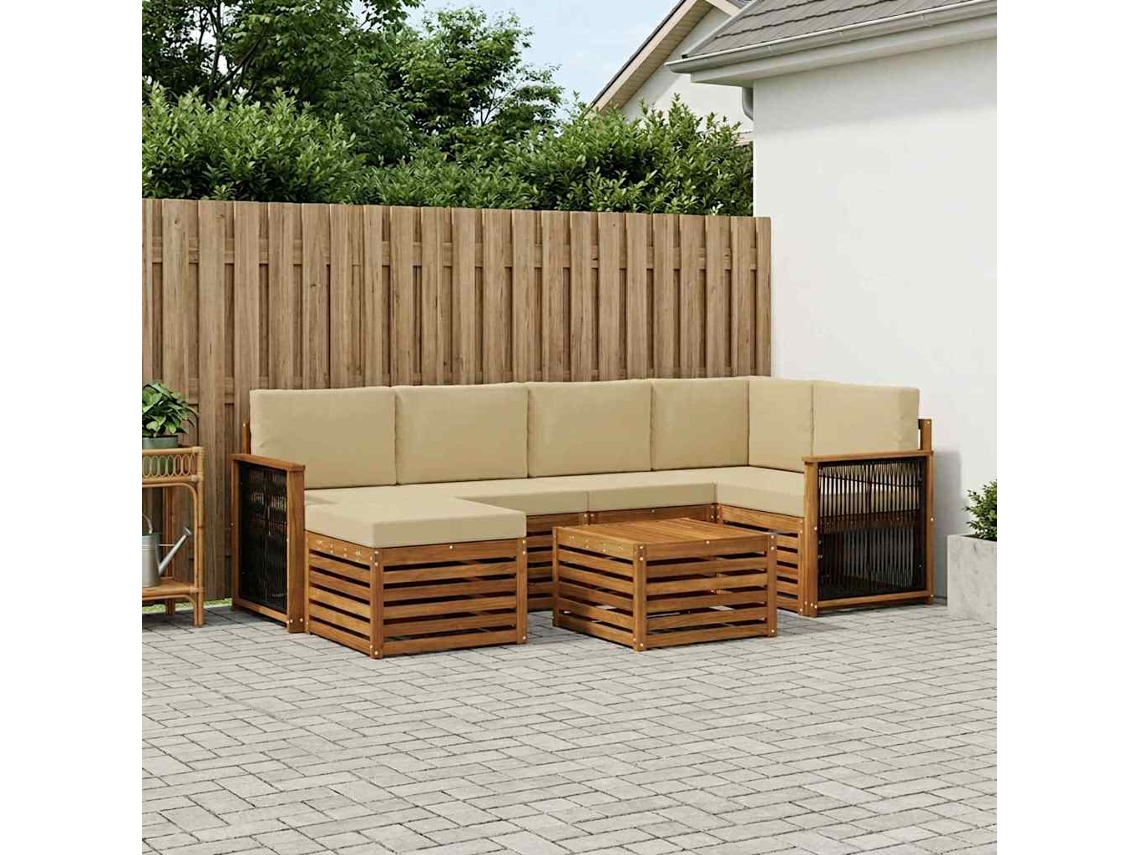 Vidaxl Conjunto De Sofás Para Exterior 6 Unid. Natural