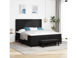 Vidaxl Cama Box Com Cabeceira Preto 180 X 200 Cm Tecido