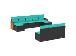 Conjunto de Sofá Jardim 3 Peças Almofadas Rattan Sintético MAISON EXCLUSIVE