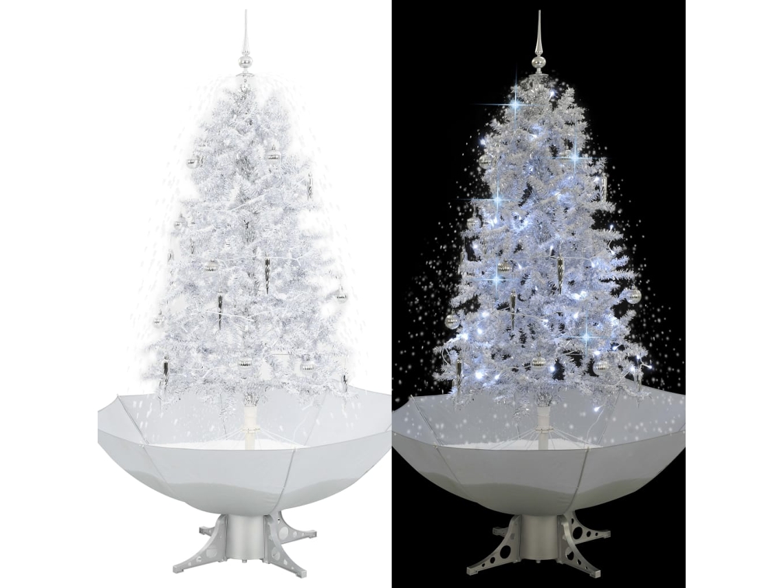 Vidaxl Árvore De Natal C/ Neve Base Formato Guarda-chuva 170 Cm Branco