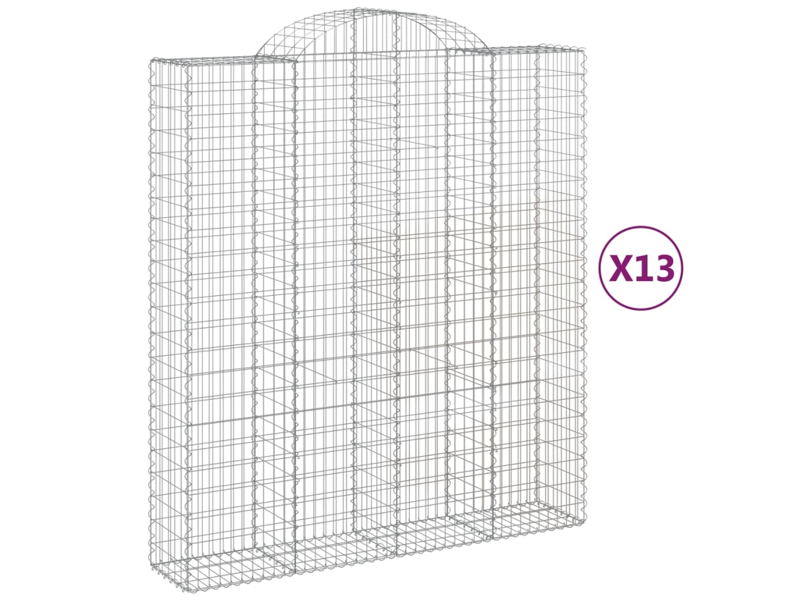 Gabion Basket, Gabion Baskets Vidaxl Prateado Ferro (200 X 50 X 220/240 Cm)