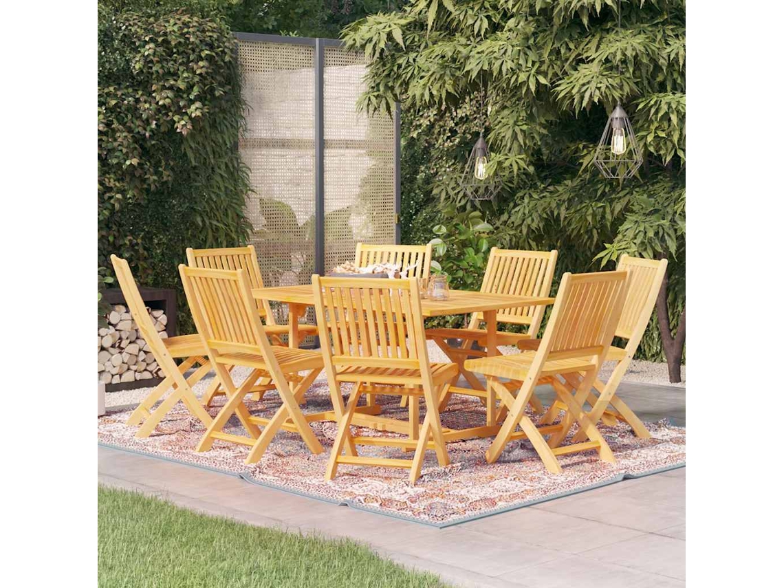 Vidaxl 9 Pcs Conjunto De Jantar Para Jardim Madeira De Teca Maciça