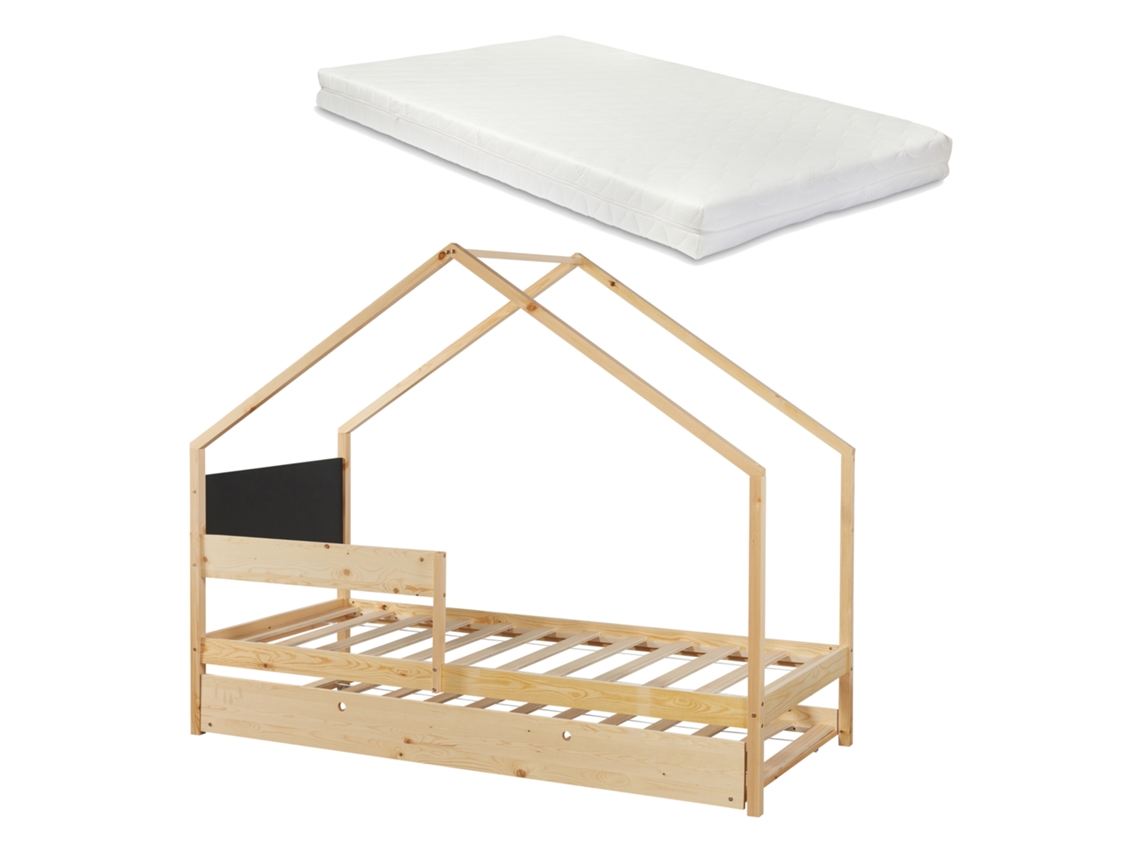 Cama de Rodízio para Crianças Sodankylä com Cama Extra e 2 Colchões 90X200Cm [EN.CASA]