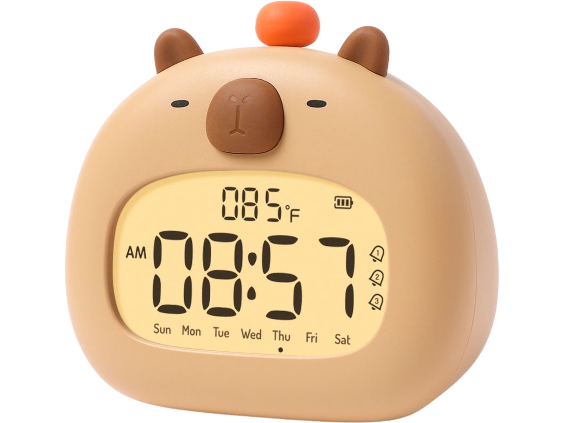 Relógio Capivara Infantil Usb c Recarregável Dimável C Luz Noturna Treinador Sono Sem Fio Sem Bpa ZYBLSSBB