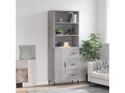 Vidaxl Armário Alto 69,5x34x180 Cm Derivados De Madeira Sonoma Cinza