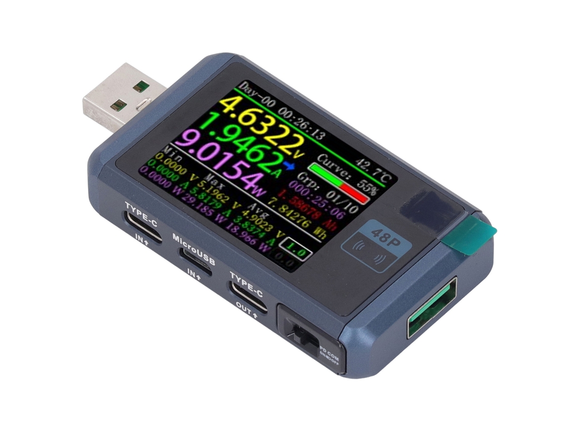 Testador Usb: Exibição Tensão Corrente Potência, Cálculo Bateria