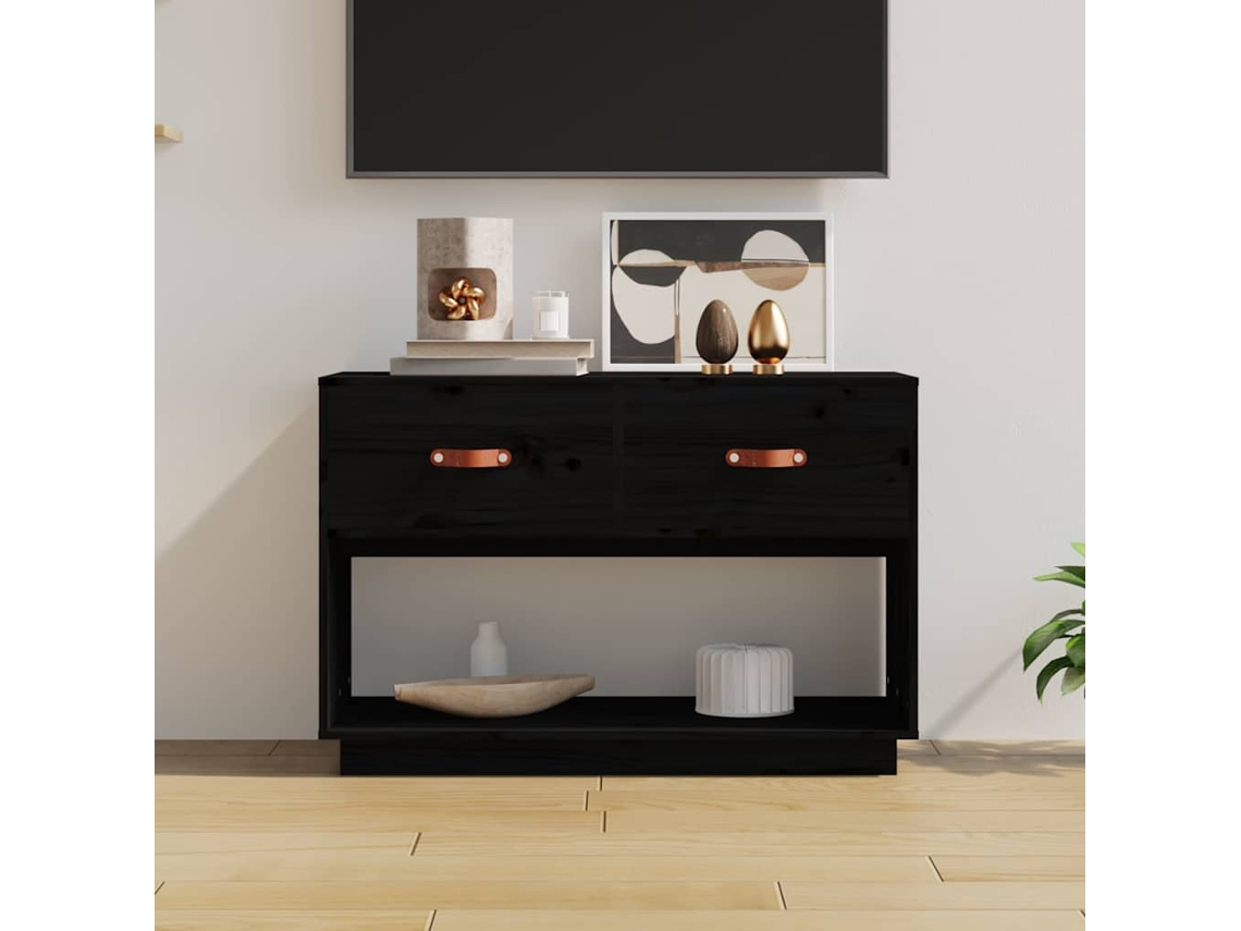 Vidaxl Móvel De Tv 90x40x60 Cm Madeira De Pinho Maciça Preto