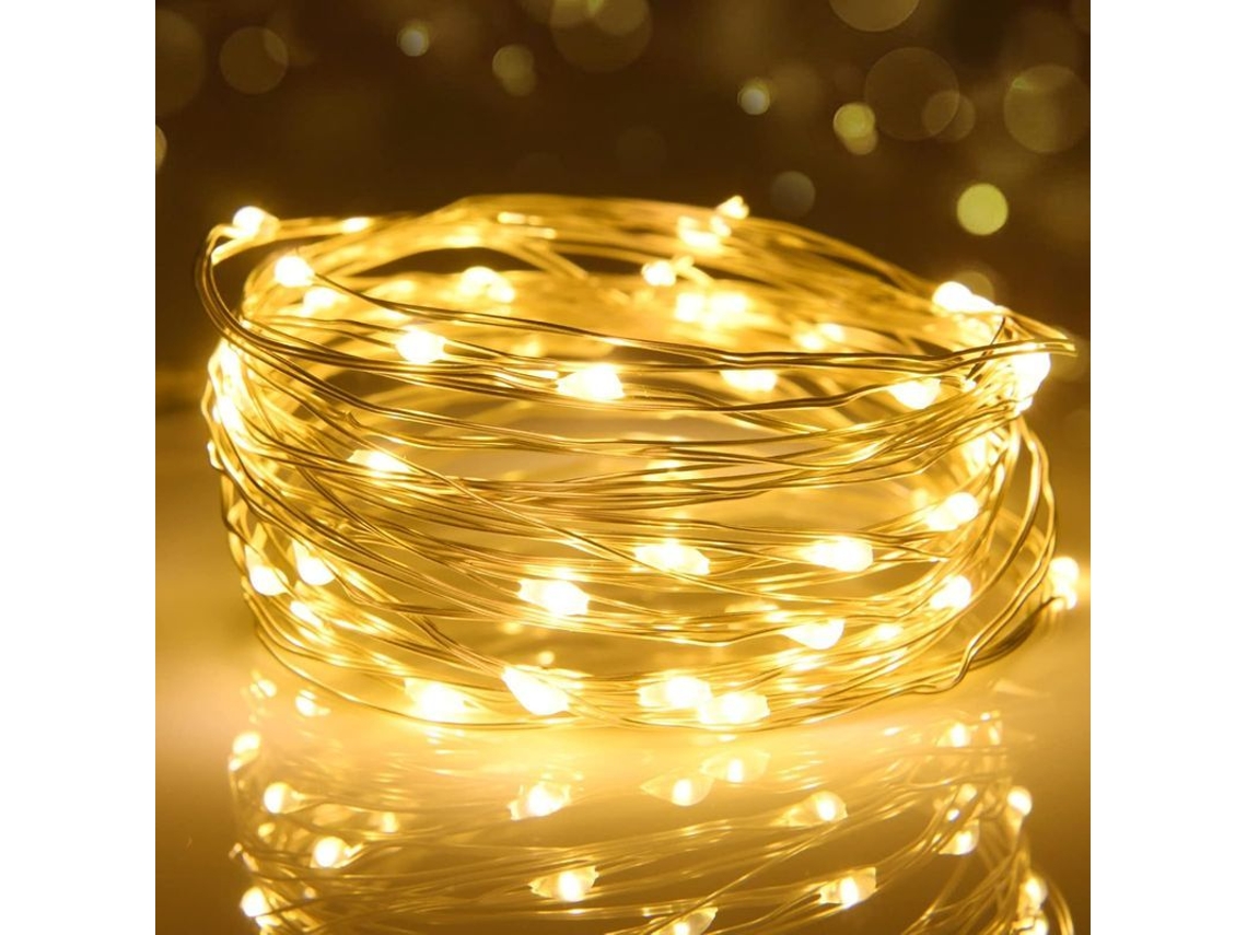 Luzes de fada LED, 3m, 30 LEDs, à prova d'água, branco quente | S/MARCA