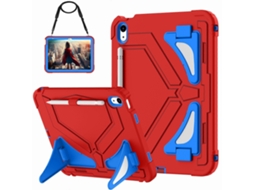 Capa protetora para iPad 10.9 com estampa de leopardo Tkdaddy (2022), com suporte e alça de ombro, Hengrongshen vermelho/azul (2025)