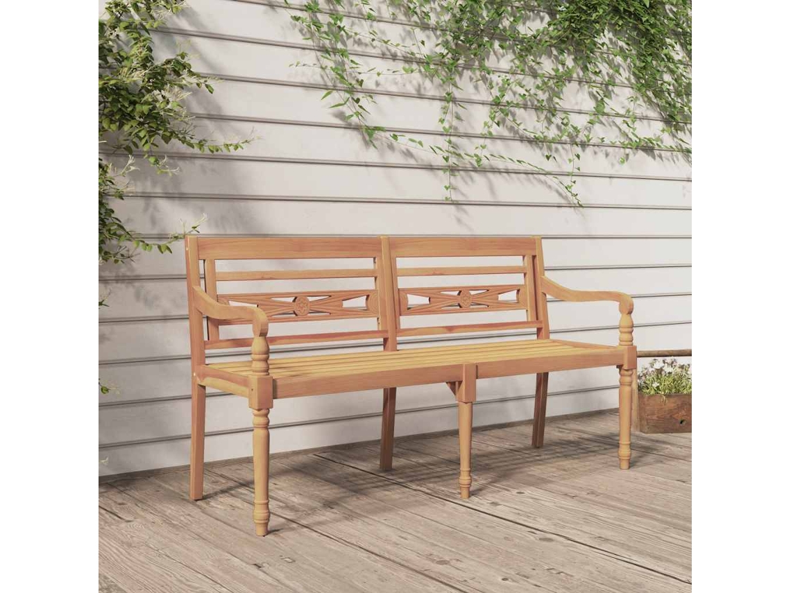 Vidaxl Banco Batávia 150 Cm Madeira De Teca Maciça