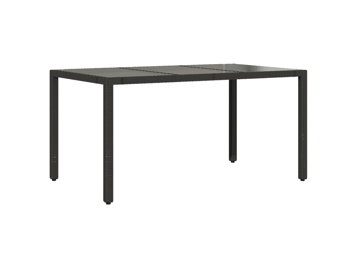 Mesa de jardim com tampo de vidro Vime Pe Preto 150x90x75 cm MAISON EXCLUSIVE