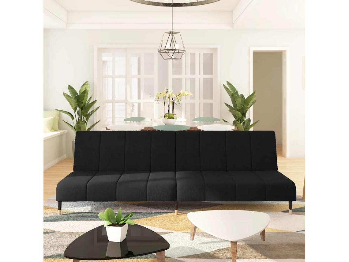 Vidaxl Sofá-cama De 2 Lugares Veludo Preto