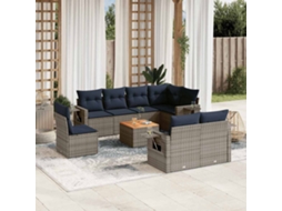 Vidaxl Conjunto De Sofá De Jardim De 9 Peças Com Almofadas Em Rattan Sintético Cinza