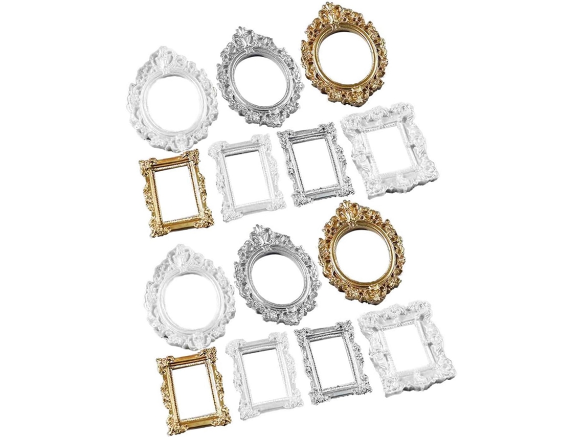 14 Molduras Decorativas Resina Decoração Miniatura Tamanho Carteira Ornamento Criativo 7 Modelos 2 Peças GOKOCO