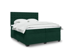 Vidaxl Cama Com Molas/colchão 200x200 Cm Veludo Verde-escuro