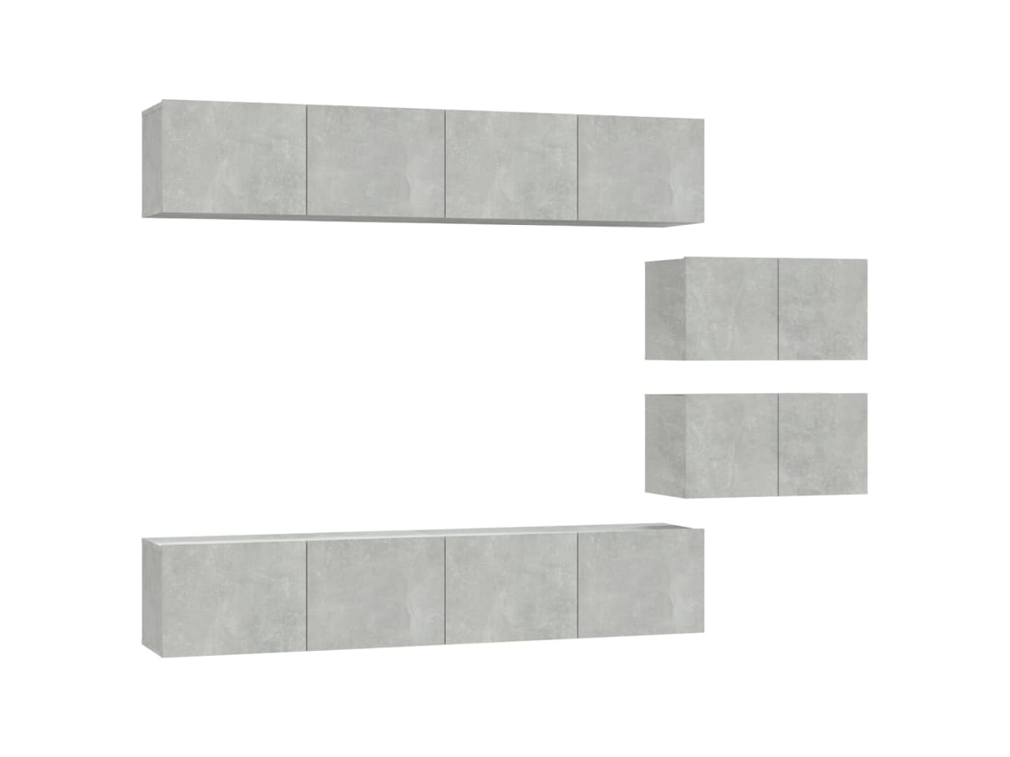 Conjunto de 6 Tv Madeira Moveis Processados Cinzento Cimento MAISON EXCLUSIVE