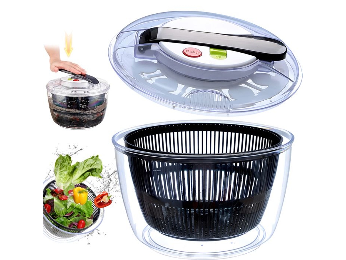 Centrífuga De Salada Profissional 5 Litros, Centrífuga De Salada Grande Capacidade, Centrífuga De Salada Clássica Transparente