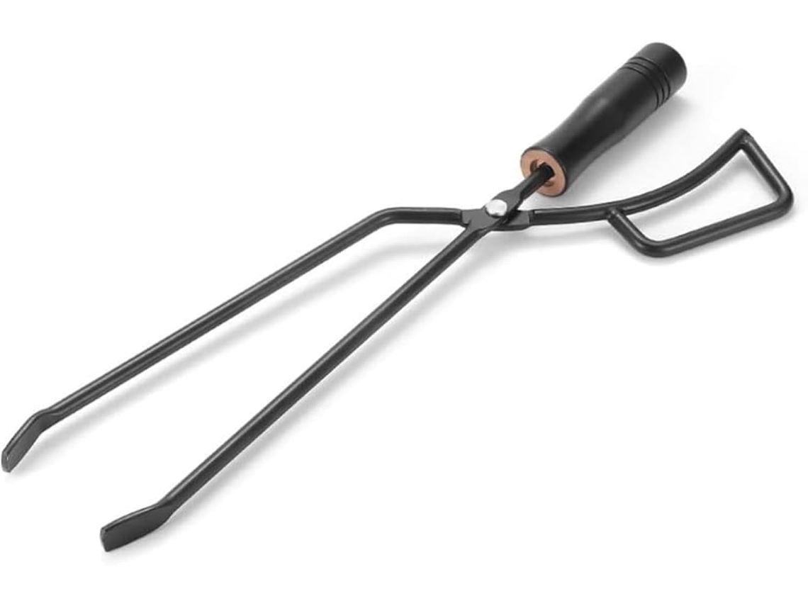 Pinça Para Lenha, 42cm, Aço Inoxidável, Resistente, Para Fogueira, Churrasco E Fogão, Preta