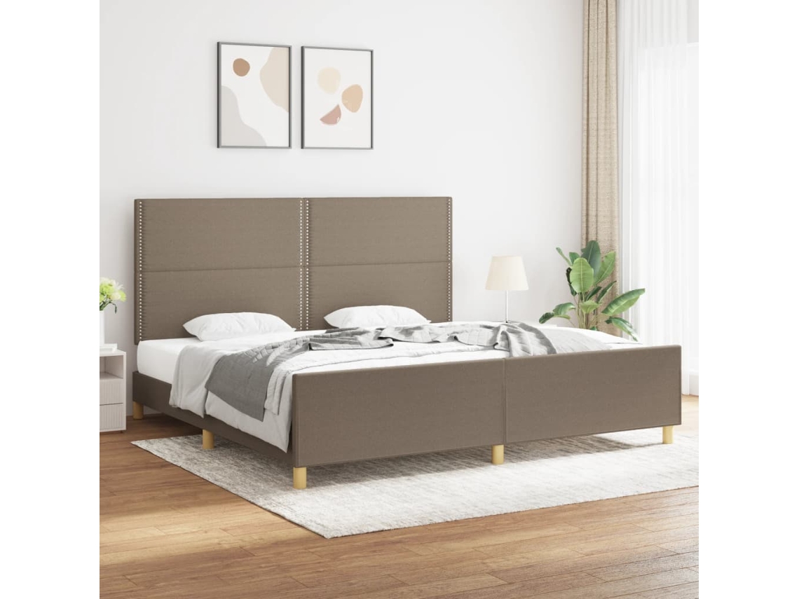 Vidaxl Cama Sem Colchão 200x200 Cm Tecido Cinzento-acastanhado