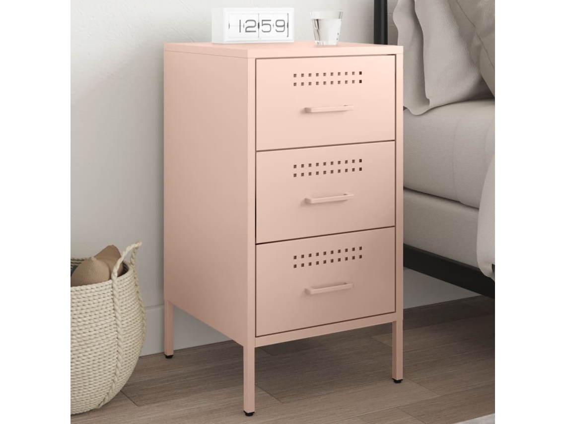 Vidaxl Mesa De Cabeceira 36x39x68 Cm Aço Rosa
