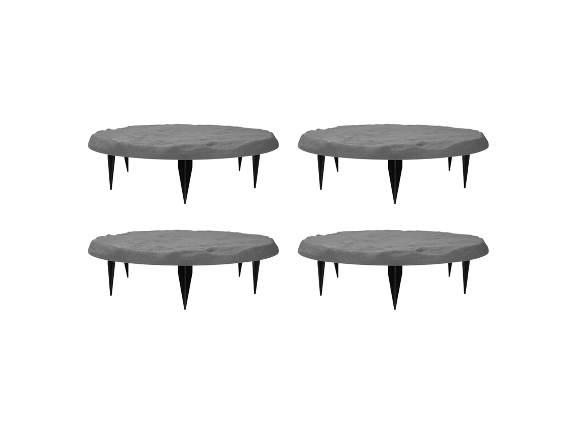 Pedras De Passo Decorativas Resina Jardim Cinza Redondo