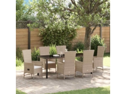 Vidaxl Conjunto De Jantar Para Jardim 7 Unid. Bege Vime Pe