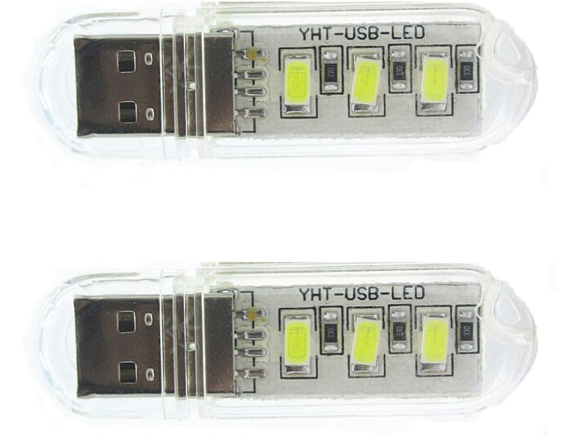 Luminária Noturna Led Usb Compacta 2 Unidades Com 3 Leds Cada,