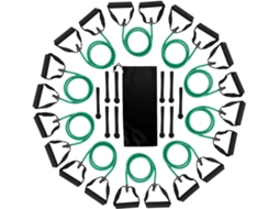 Kit Com 10-faixas Elásticas De Resistência Individuais Para Exercícios, Alças, Bolsa Cordão E Âncora Porta