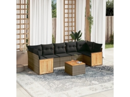 Vidaxl 8 Pcs Conjunto Sofás de Jardim C/ Almofadões Vime Pe Cinzento