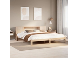 Cama Com Estante Sem Colchão 200x200 Cm Pinho Maciço