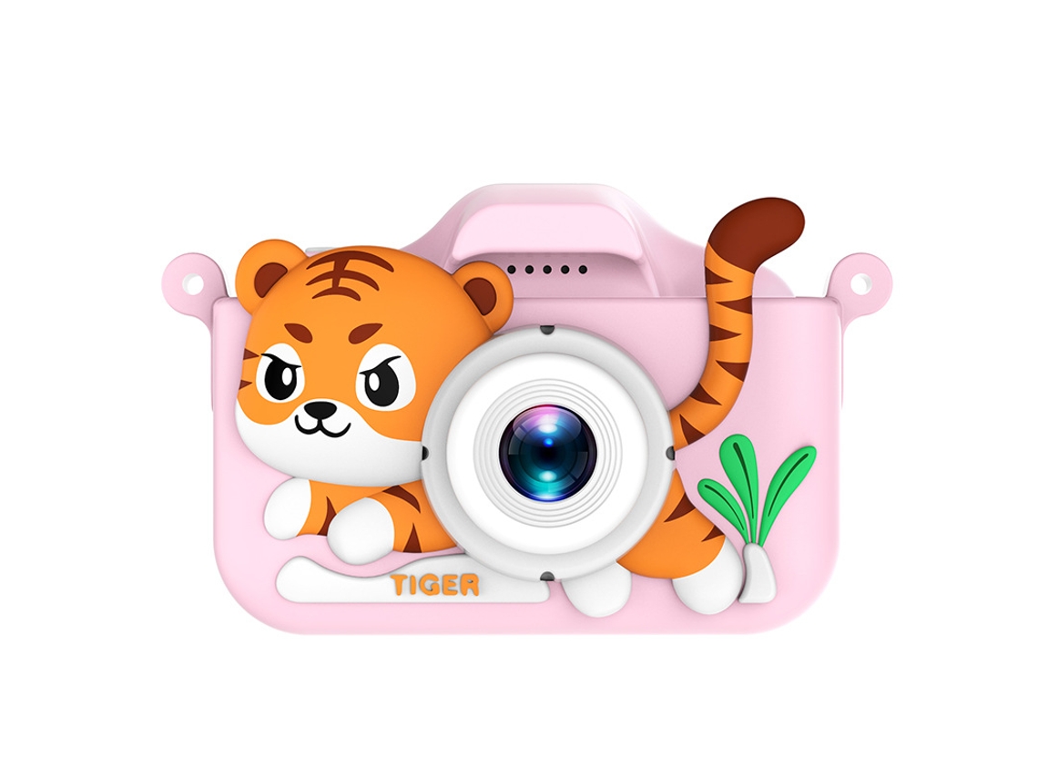 Câmera Dupla Hd Infantil de Desenho Animado (cartão de Memória Não Incluído) YUNZII (tigre Rosa Câmera Dupla de Alta Definição)