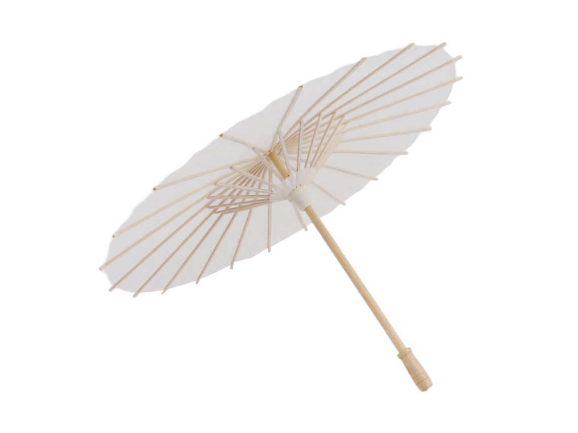 Paraguas de Papel Branco para Crianças DIY 40cm Estilo Chinês Bambu Decoração Pintura