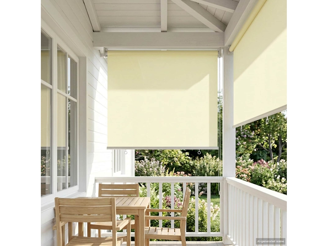 Vidaxl Persiana De Rolô Para Exterior Com Proteção Uv Creme Poliéster